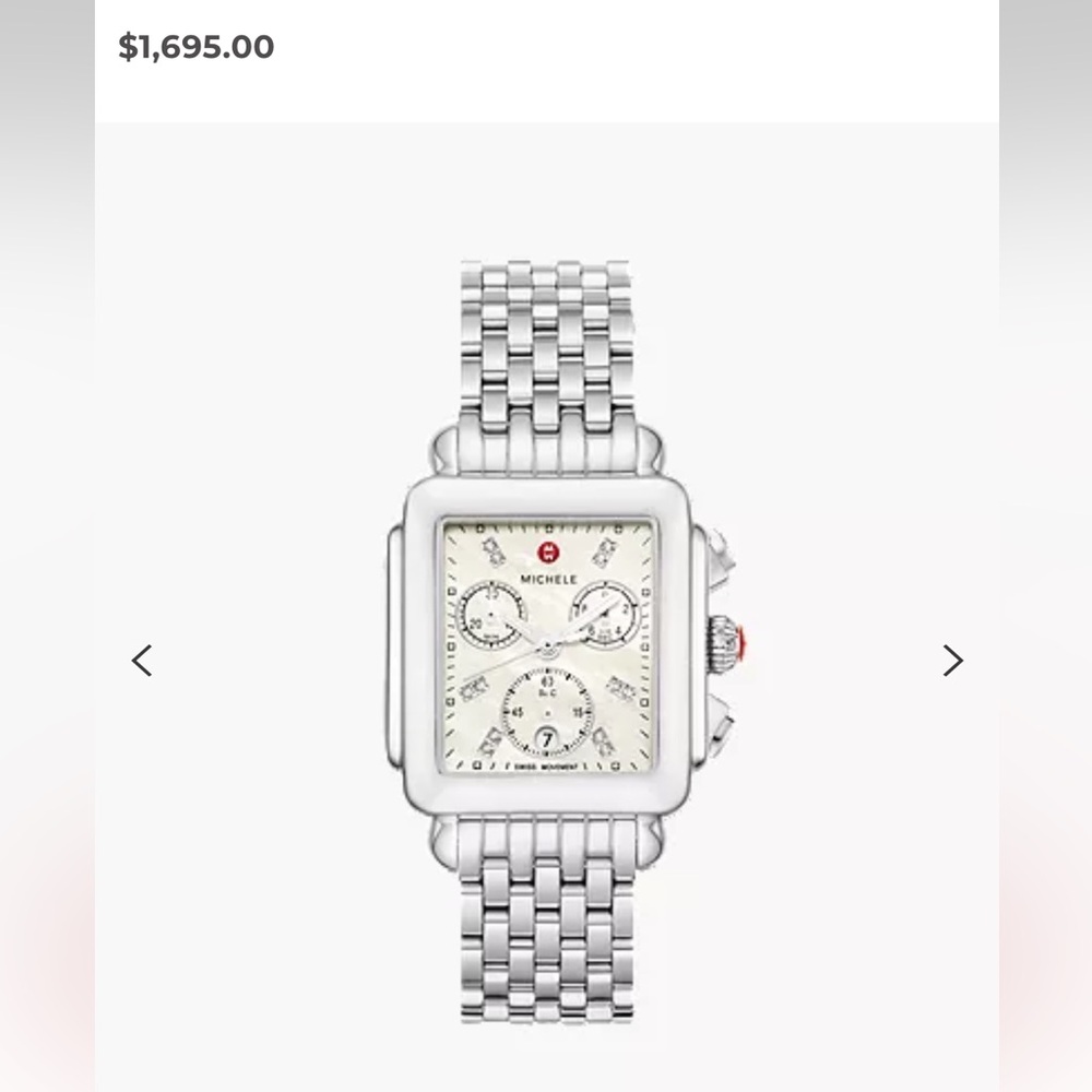 Michele Silver Bracelet Chronograph Watch
